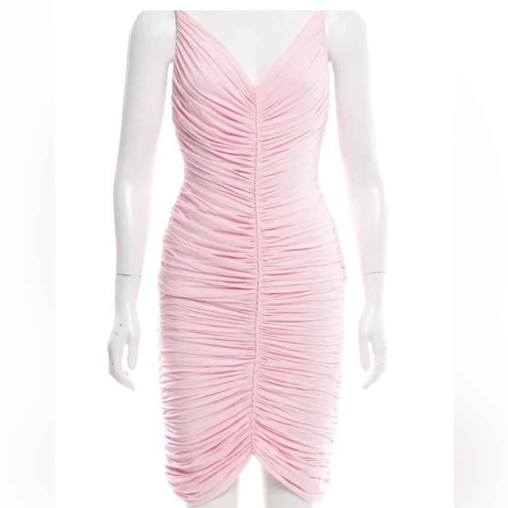 Zac Posen Pink Midi Dress style is baby jersey, size 6, rouched ruching ruched